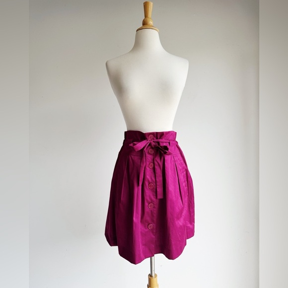 Theory Prisia Magenta Button-Front Tie Waist Skirt | Size 6 - Picture 6 of 8